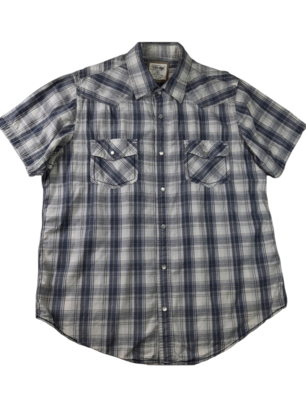 Urban Pipeline Gray Plaid Pearl Snap Short Sleeve Shirt SZ L
